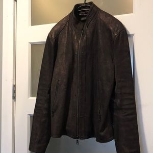 John Varvatos leather Jacket brown purple color